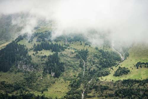 Untouched Mountain Nature Under Fog