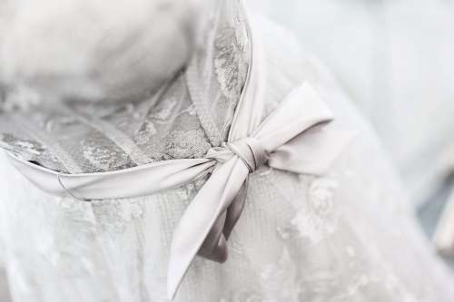Velvet Bow on Silver Wedding Dress