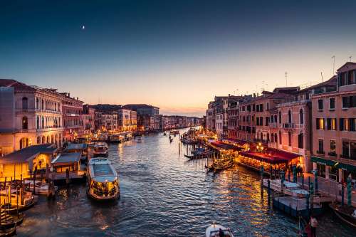 Venice Italy Canal Grande at Night