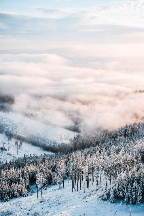 Winter Mountains Scenery Vertical