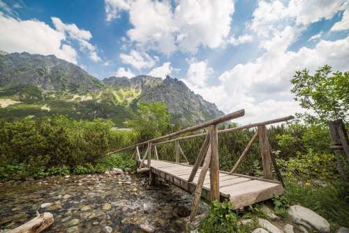 Wooden Bridge in High Tatras Mountains