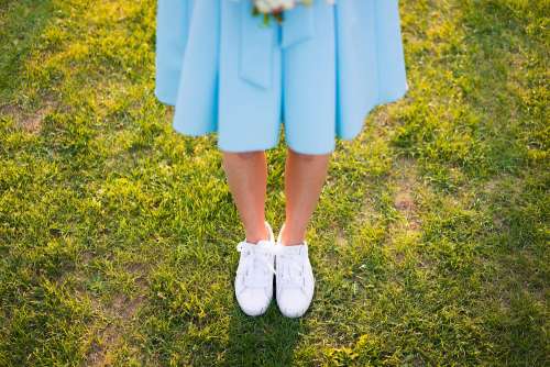 Young Woman in Baby Blue Skirt