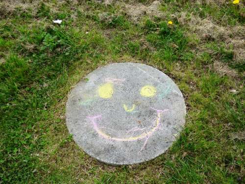 A Smile Fun Chalk Figure Channel Park Mood Green