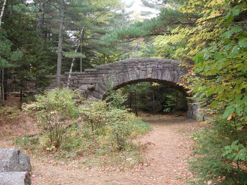 Acadia National Park Maine Stone Bridge Forest Path