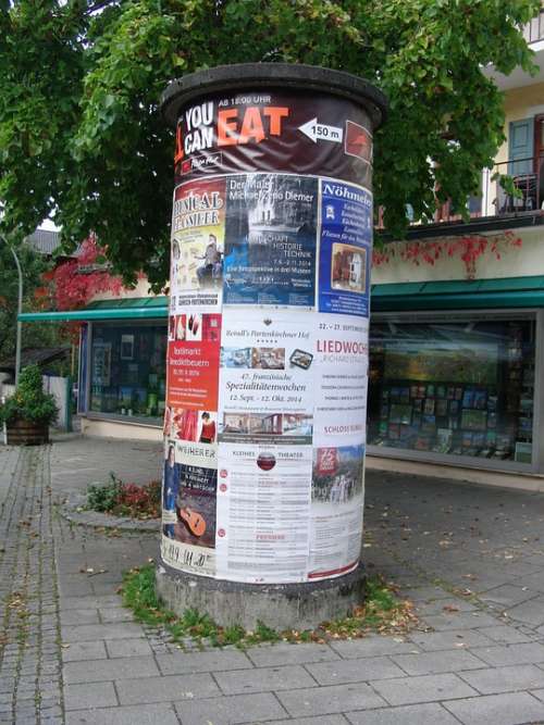 Advertising Pillar Posters Information Notice Wih