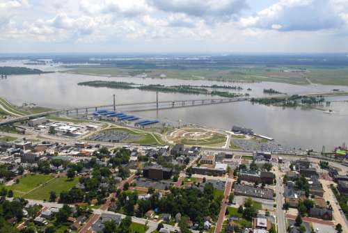Aerial View Alton Illinois River Water Bridge