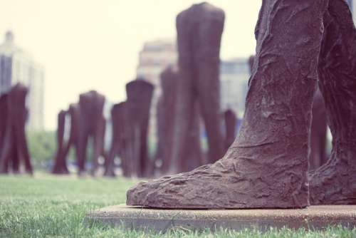 Agora Feet Statues Big Foot Iron Sculpture Brown