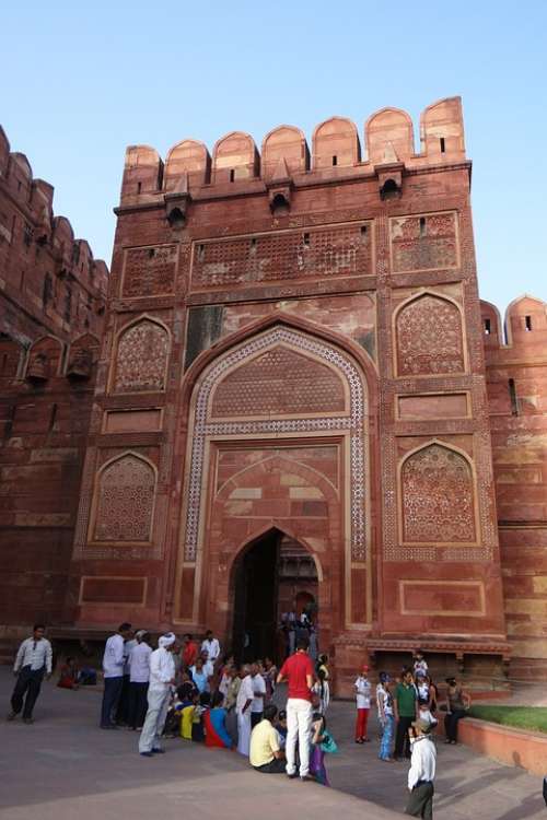 Agra Fort Unesco Site Castle Inside Gate