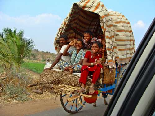 Aihole Road Karnataka Bullock Cart Rural India