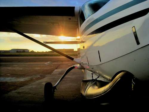 Aircraft Landing Strip Airfield Sunset Sun Setting