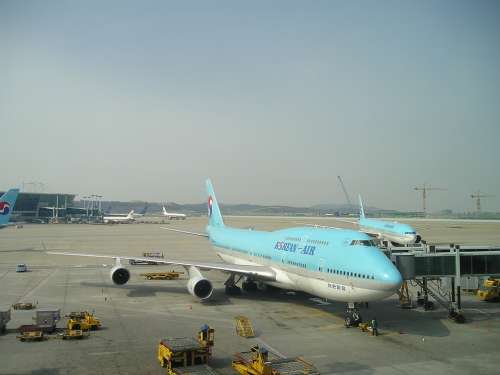Aircraft Korea Boeing 747 Korean Air Airport