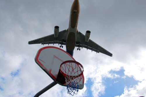 Airplane Plane Basketball Basketball Hoop Sky