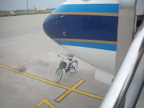 Airplane Bicycle Air Safety China Take Off Travel