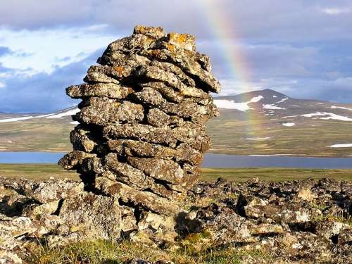 Alaska Rock Formation Rainbow Landscape Scenic