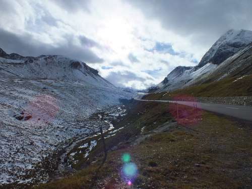 Albula Pass Alpine Winter Autumn Switzerland Snow