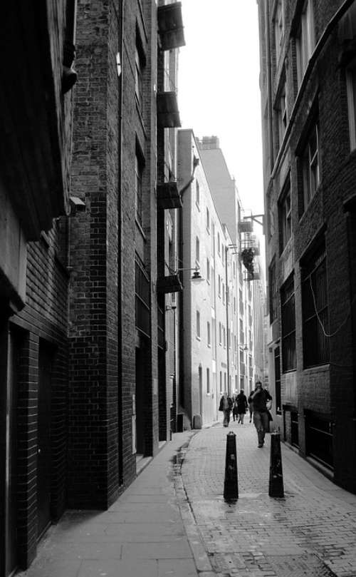 Alley Walking People Black And White London