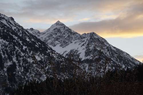 Allgäu Alpine Mountains Abendstimmung Red Top