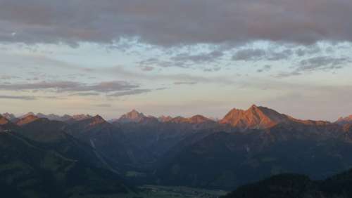 Allgäu Sunrise Mountains Color Panorama Clouds