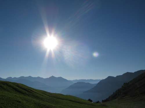Alpine Mountains Backlighting Switzerland