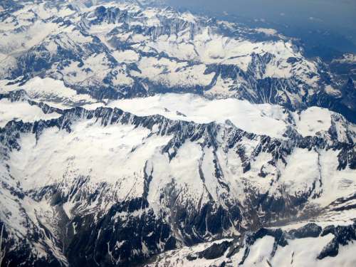 Alpine Mountains Summit Aerial View Switzerland