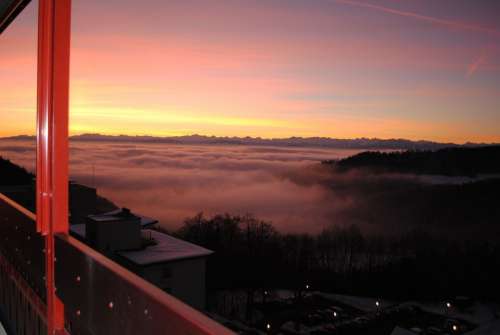 Alps Sunrise Sea Of Fog Outlook Mountains