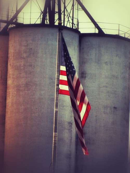 America Usa Industry Flag Red White Blue Silo