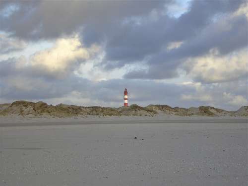 Amrum Beach Island Wide Lighthouse Sky