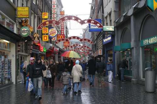 Amsterdam Holland Rain Downtown Umbrellas