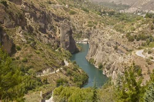 Andalusia Spain Landscape Mountains River Water