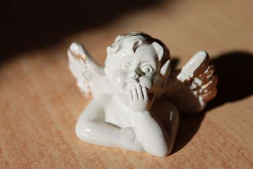 Angel Child Wing Flying Figure Porcelain Face