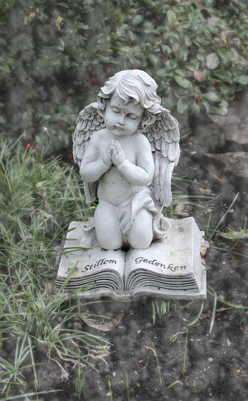Angel Pray Commemorate Grave Figure Sculpture