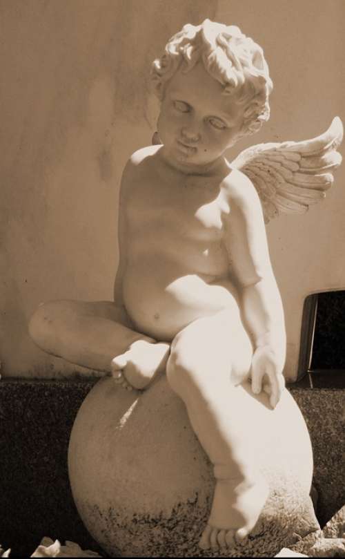 Angel Figure Faith Sculpture Black And White