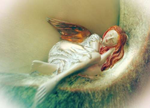 Angel Sleeping Dreaming Sculpture Figure
