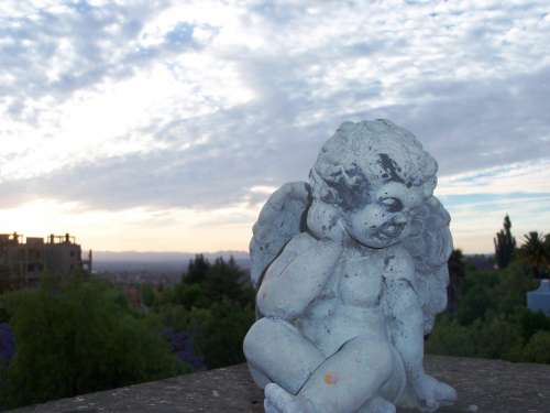 Angel Sunset Sculpture Landscape Baby Cloud