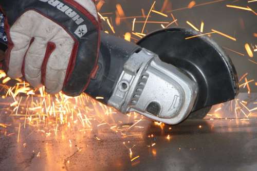 Angle Cutting Grinder Iron Metal Sparks Steel