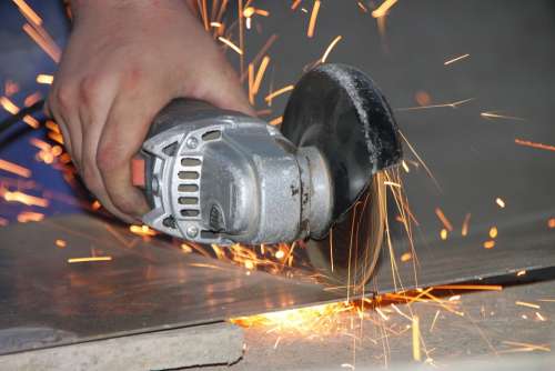 Angle Cutting Grinder Iron Metal Sparks Steel