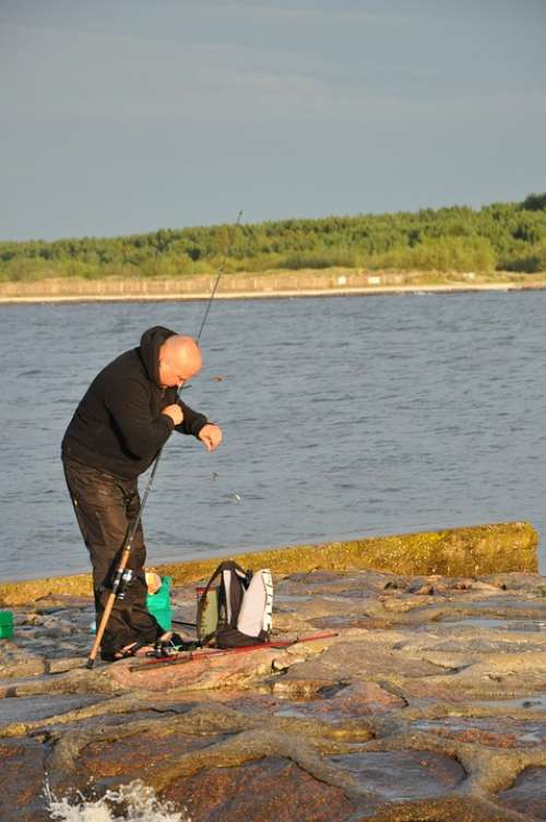Angler Sea Man Fish Fishing Patience