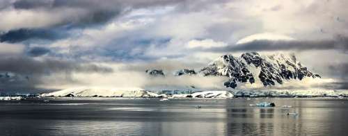 Antarctica Ocean Snow Ice Clouds Floating Chunks