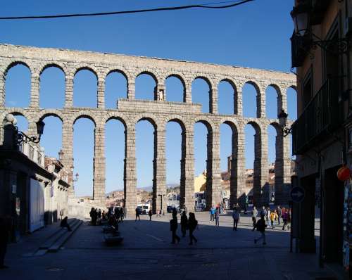 Aqueduct Architecture Monument Roman Segovia Stone