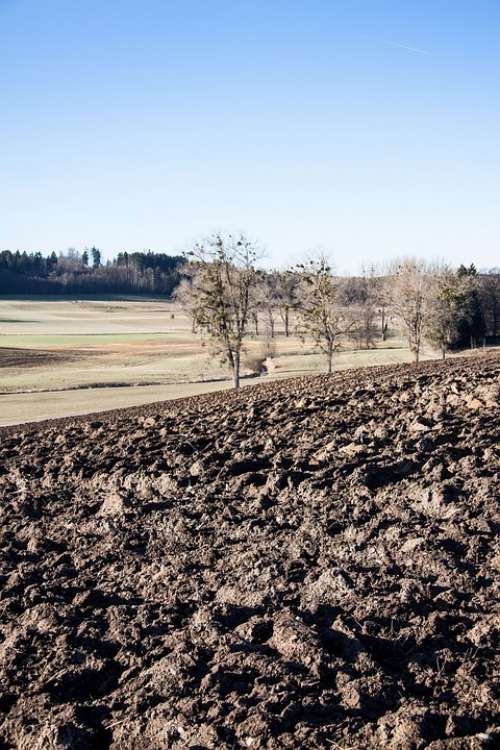 Arable Plowed Earth Plaice Landscape Upper Bavaria