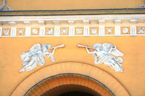 Arch Entrance Detail White Decorative Figures