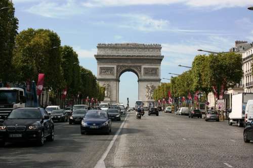 Arch Of Triumph Champs Elysees Avenue Paris