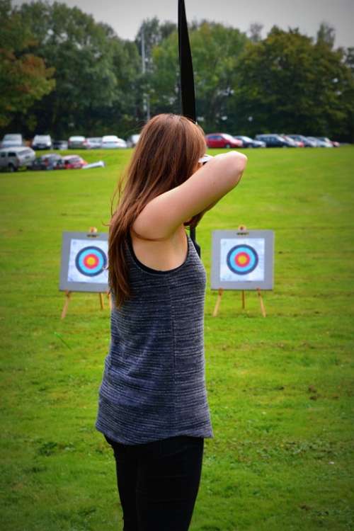 Archery Woman People Goal Concentration