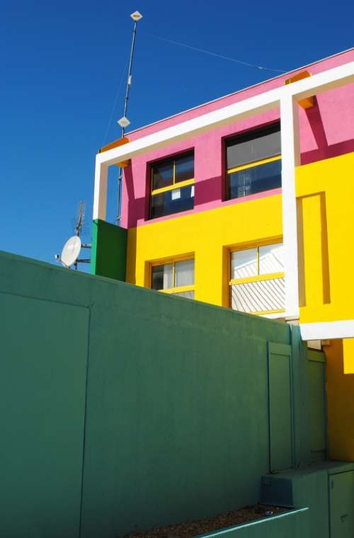 Architecture House Live Pink Yellow Green