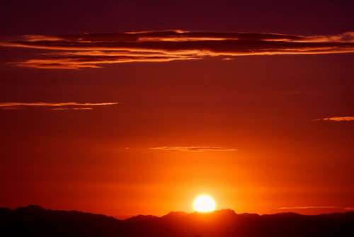 Arizona Sunrise Mountains Sun Desert Landscape