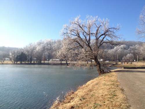 Arkansas Lake Winter Frost