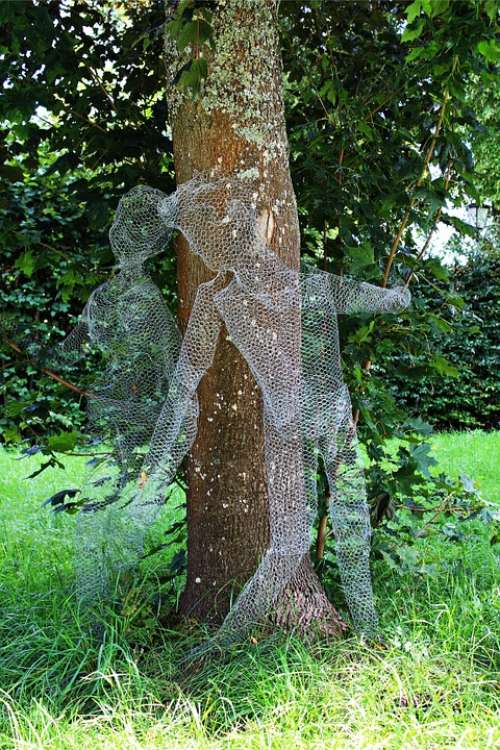 Art Adam And Eve Wire Mesh Nature Metal Wire Tree