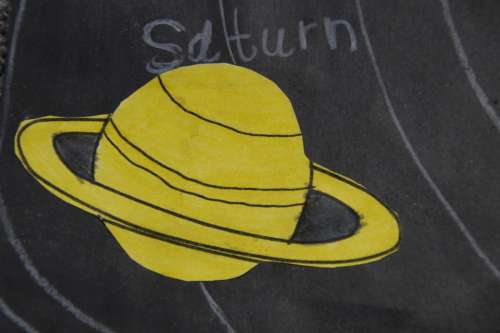 Art Class Saturn Painted Board School Space Child