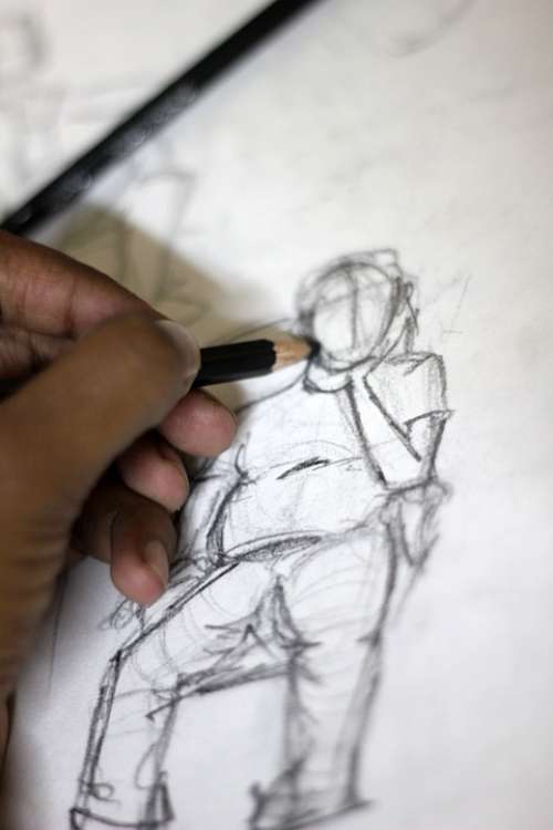 Artist Sketching Portrait Pencil Drawing Sketch