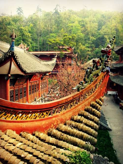 Asia China Guiyang Qianling Park Monastery Temple